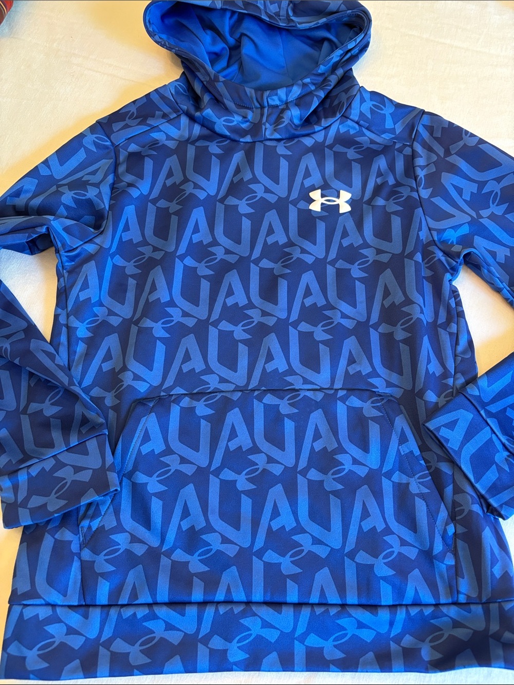 Under Armour Boys Blue Hooded Swim Rashguard with Logo